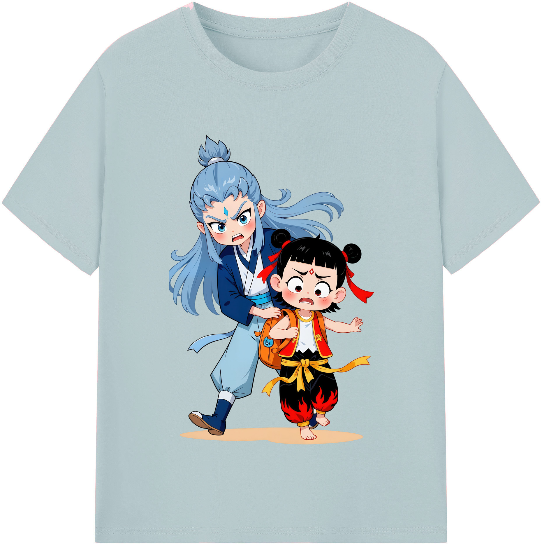 （画像用） Ne Zha 2 ナタ 魔童の大暴れ 綿100％半袖Tシャツ（フロントプリント）